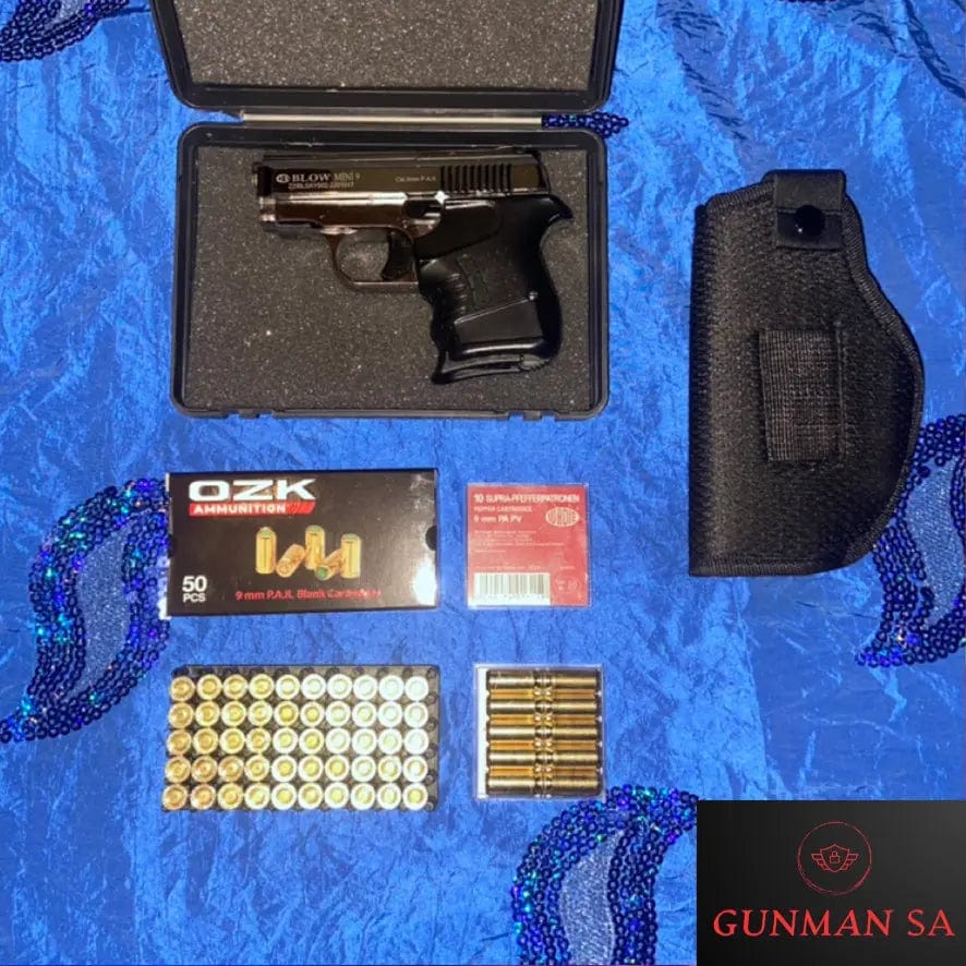 GUNMANSA Blow Mini 9 Chrome Blank/Pepper Gun (Semi Auto/5+1/9mm PAK)