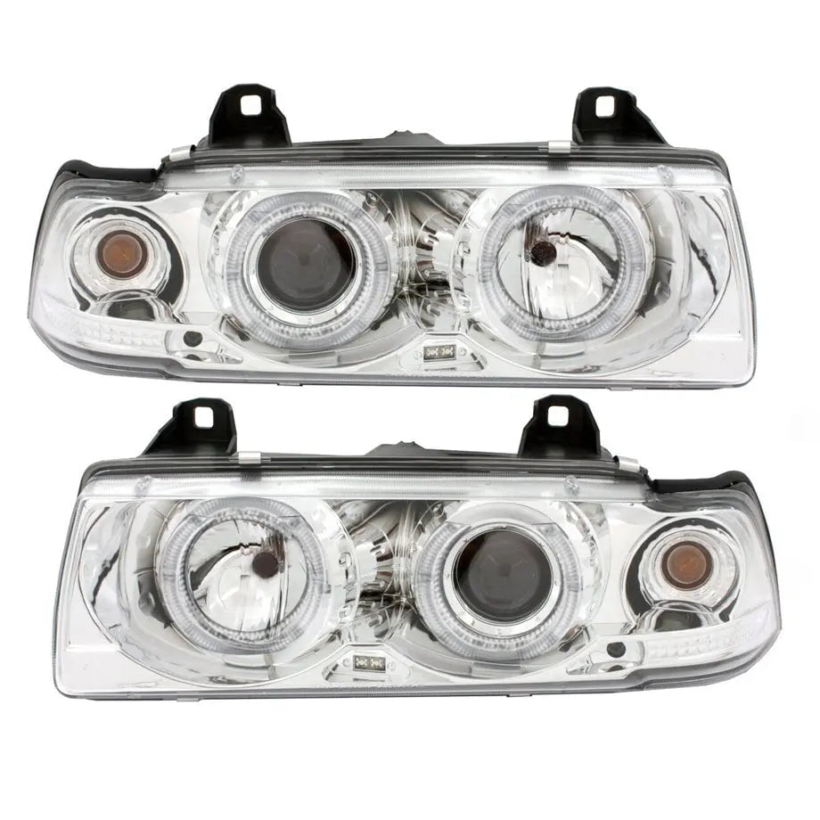 GUNMANSA BM E36 3-Series (93-98) Chrome Angel Eye Projector Headlights - 4Dr