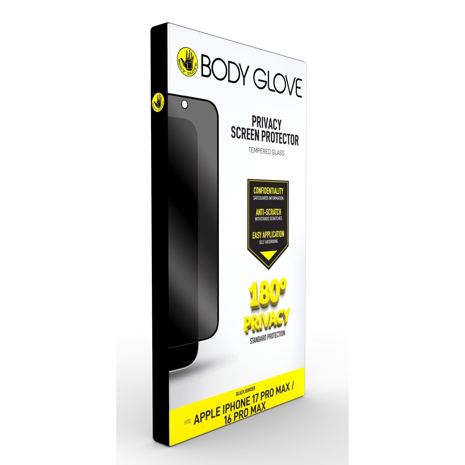 GUNMANSA Body Glove Privacy Tempered Glass Screen Protector - Apple iPhone 17 Pro Max/16 Pro Max - Black Border