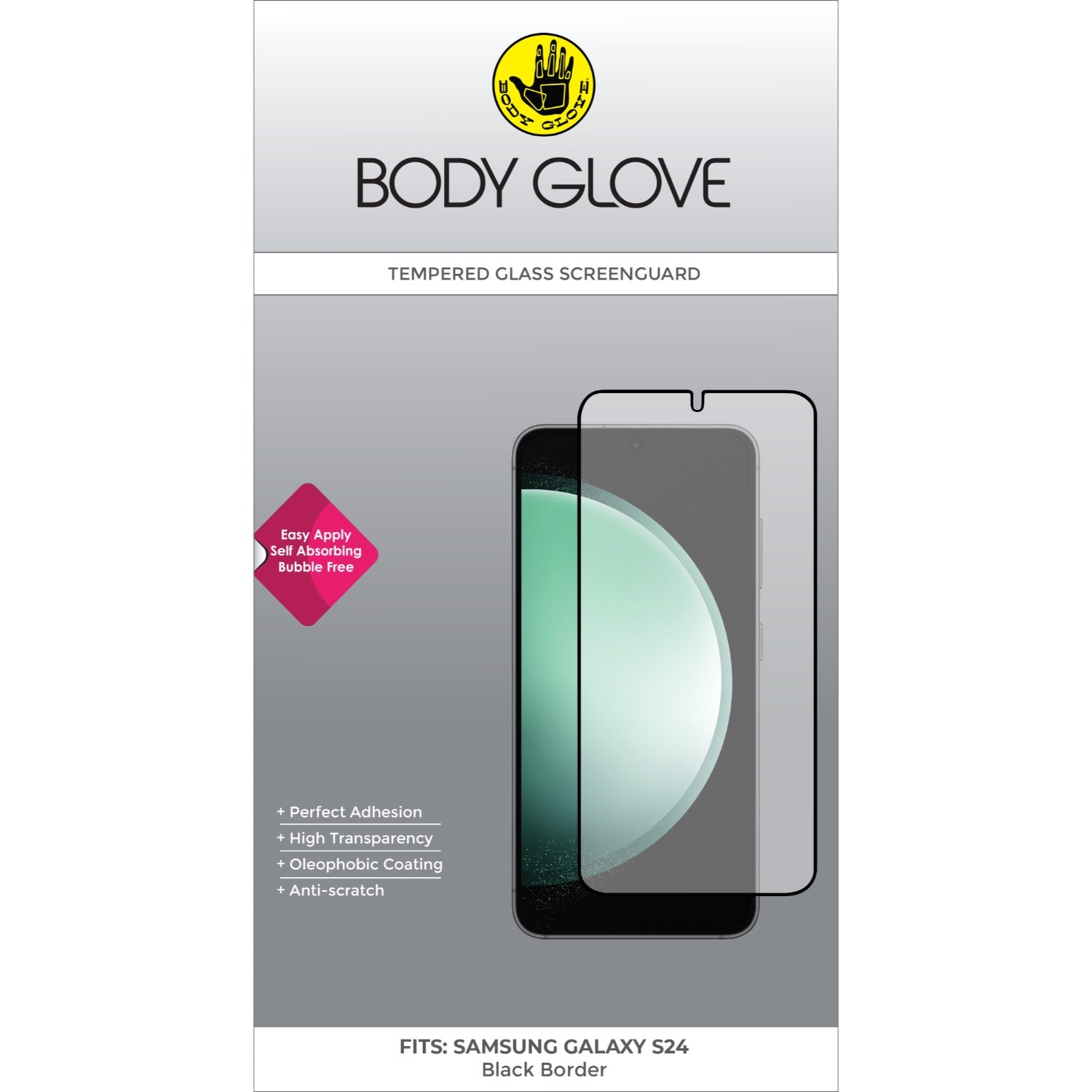 GUNMANSA Body Glove Tempered Glass Screen Protector - Samsung Galaxy S24 - Black Border