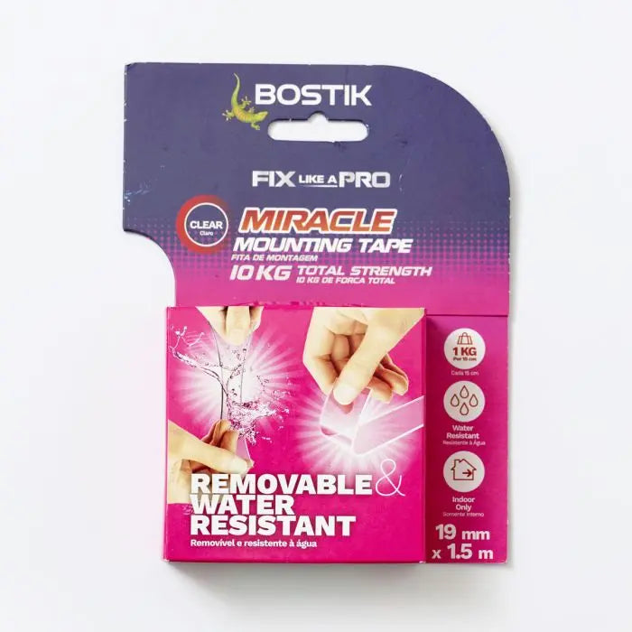 GUNMANSA Bostik Miracle Mounting Tape, Clear, 19mm x 1.5m