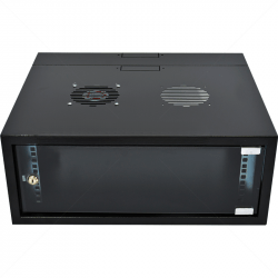 GUNMANSA Cabinet 4U Wall Box Swingframe Collar 400x100mm incl Fan & Power Black Part No: CA102-1