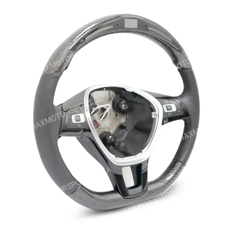 GUNMANSA Carbon Fibre Steering Wheel With LED Shift Light Display - Suitable To Fit VW Polo 6C / 8AW TSI