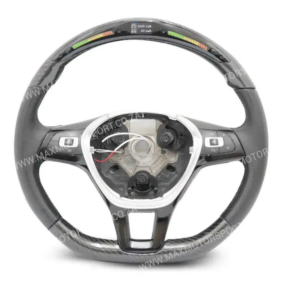 GUNMANSA Carbon Fibre Steering Wheel With LED Shift Light Display - Suitable To Fit VW Polo 6C / 8AW TSI