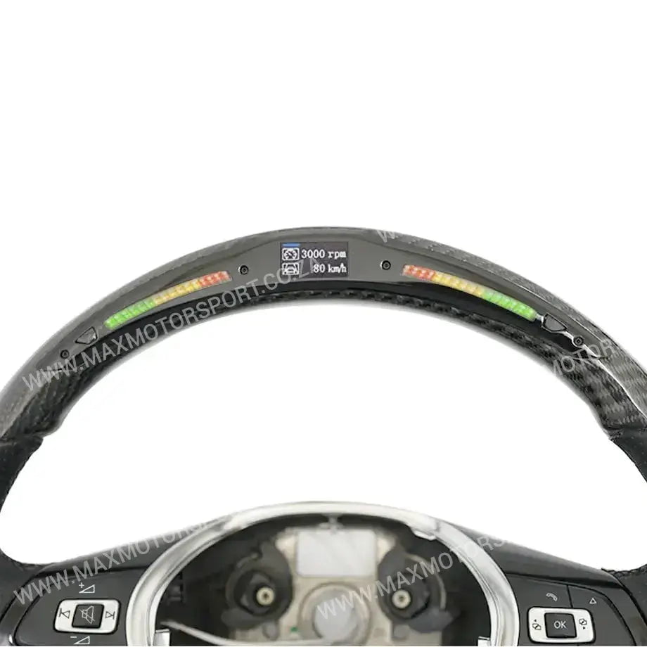 GUNMANSA Carbon Fibre Steering Wheel With LED Shift Light Display - Suitable To Fit VW Polo 6C / 8AW TSI