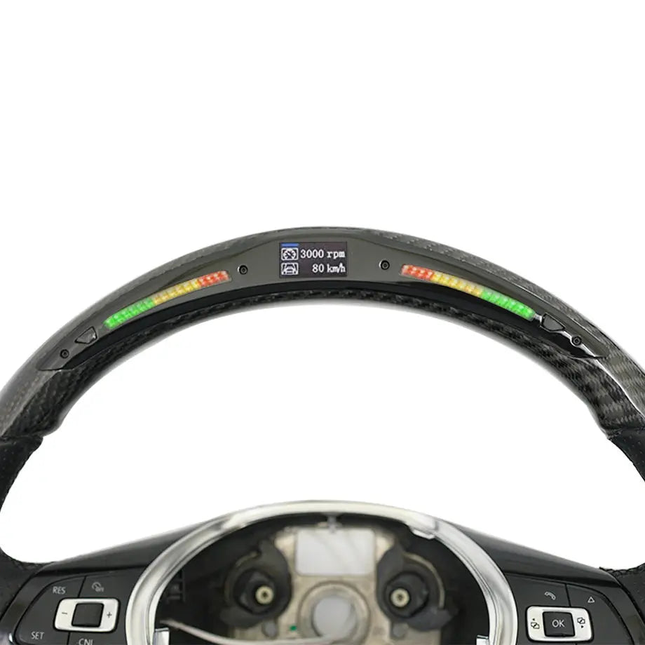 GUNMANSA Carbon Fibre Steering Wheel With LED Shift Light Display - Suitable To Fit VW Polo 6C / 8AW TSI