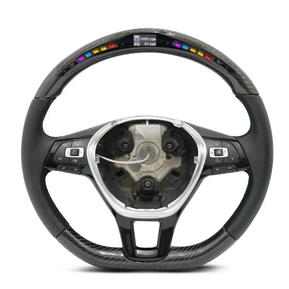 GUNMANSA Carbon Fibre Steering Wheel With LED Shift Light Display - Suitable To Fit VW Polo 6C / 8AW TSI
