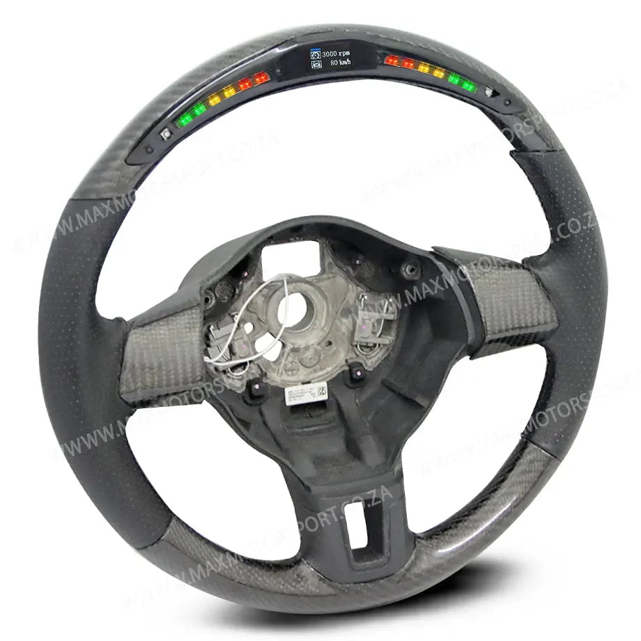 GUNMANSA Carbon Fibre Steering Wheel With LED Shift Light Display - Suitable To Fit VW Polo Vivo (10-18)