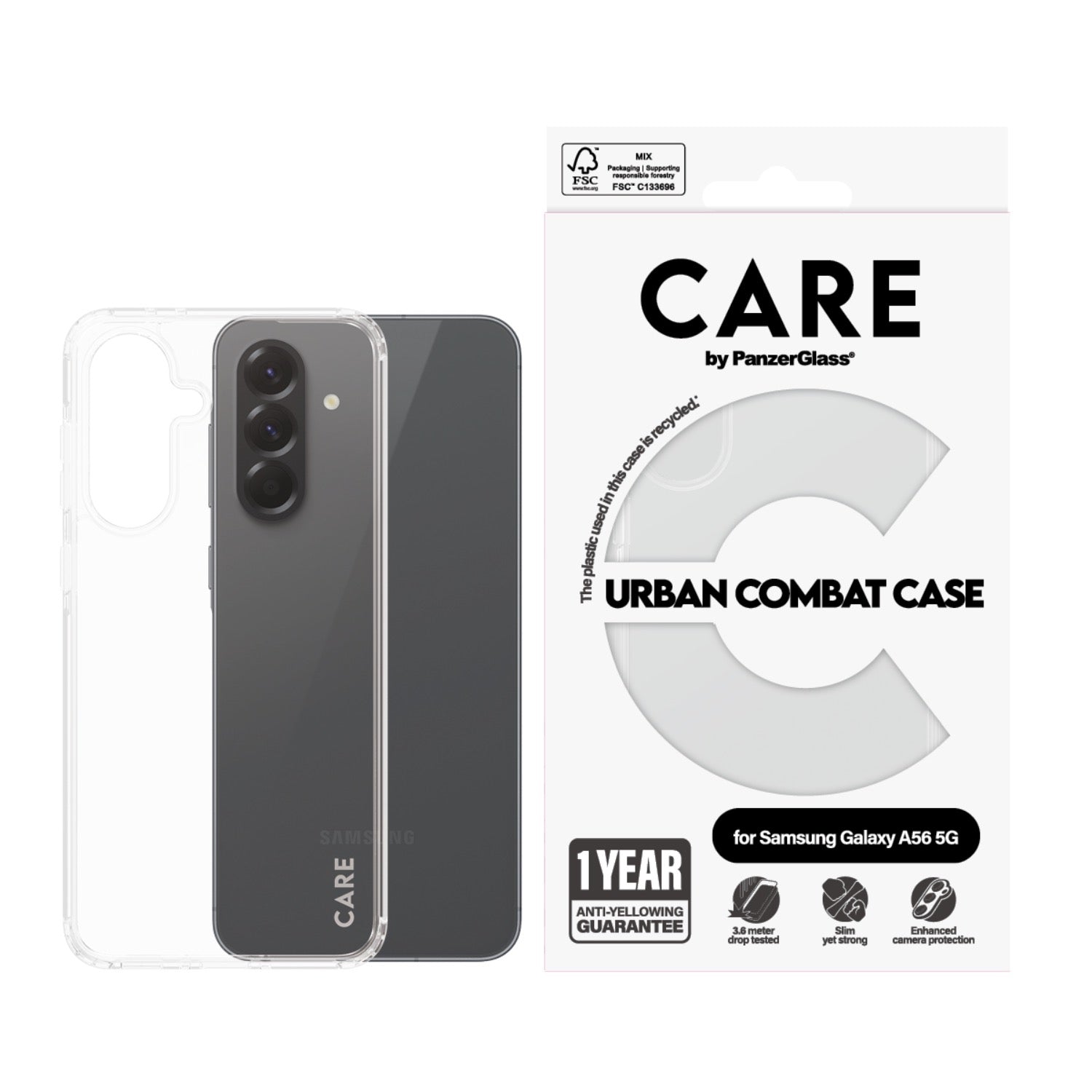 GUNMANSA Care by PanzerGlass Urban Combat Case - Samsung Galaxy A56 – Clear