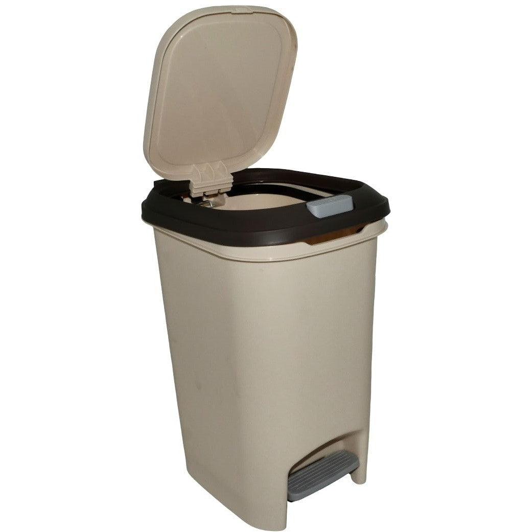 GUNMANSA Casey 10 Litre Step On Pedal Waste Bin Beige And Brown