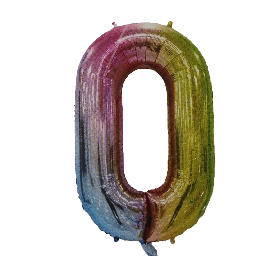 GUNMANSA Casey 102cm Rainbow Balloon Number 0