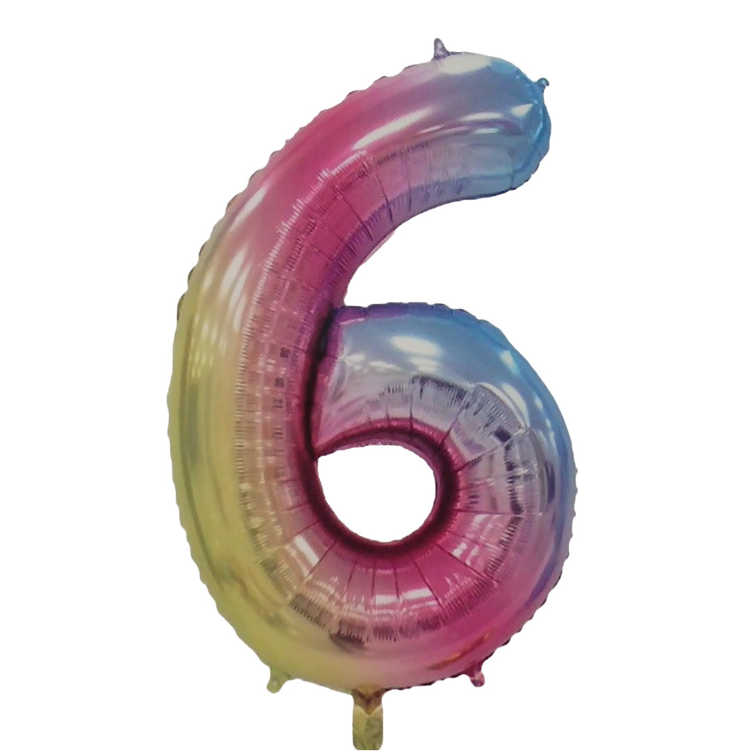GUNMANSA Casey 102cm Rainbow Balloon Number 6