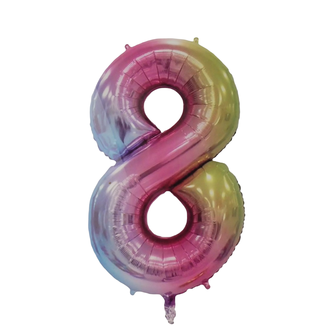 GUNMANSA Casey 102cm Rainbow Balloon Number 8