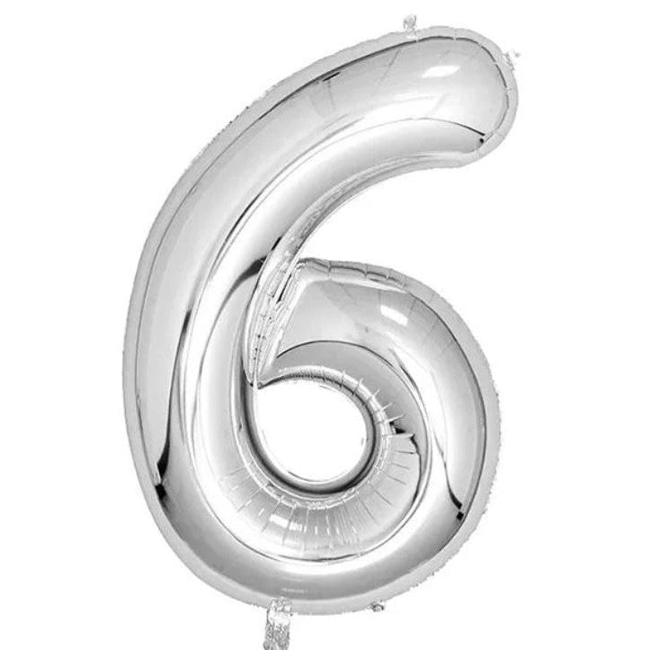 GUNMANSA Casey 102cm Silver Balloon Number 6