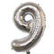 GUNMANSA Casey 102cm Silver Balloon Number 9
