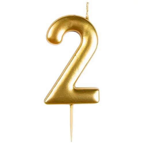 GUNMANSA Casey 10cm Gold Numerical Birthday Candle Nr.2