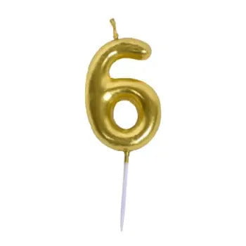 GUNMANSA Casey 10cm Gold Numerical Birthday Candle Nr.6