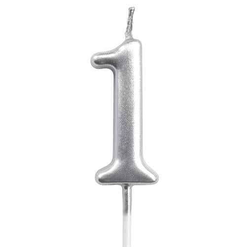 GUNMANSA Casey 10cm Silver Numerical Birthday Candle Nr.1