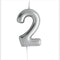 GUNMANSA Casey 10cm Silver Numerical Birthday Candle Nr.2