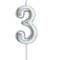 GUNMANSA Casey 10cm Silver Numerical Birthday Candle Nr.3