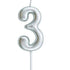 GUNMANSA Casey 10cm Silver Numerical Birthday Candle Nr.3