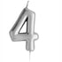 GUNMANSA Casey 10cm Silver Numerical Birthday Candle Nr.4