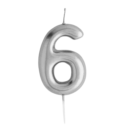 GUNMANSA Casey 10cm Silver Numerical Birthday Candle Nr.6