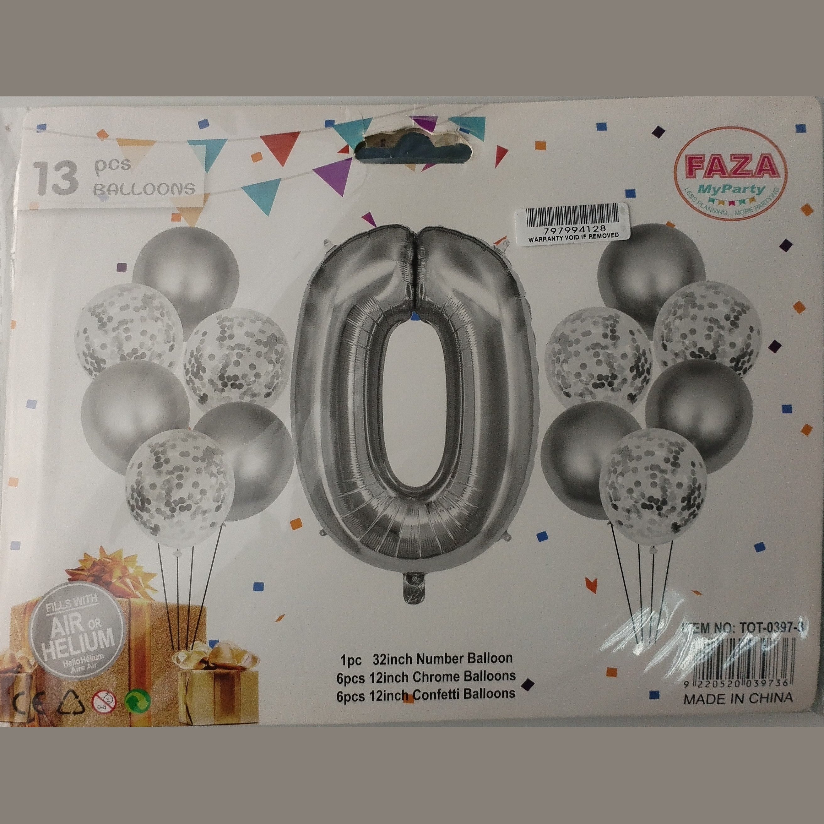 GUNMANSA Casey 13pc Silver and White Balloon Set Nr 0