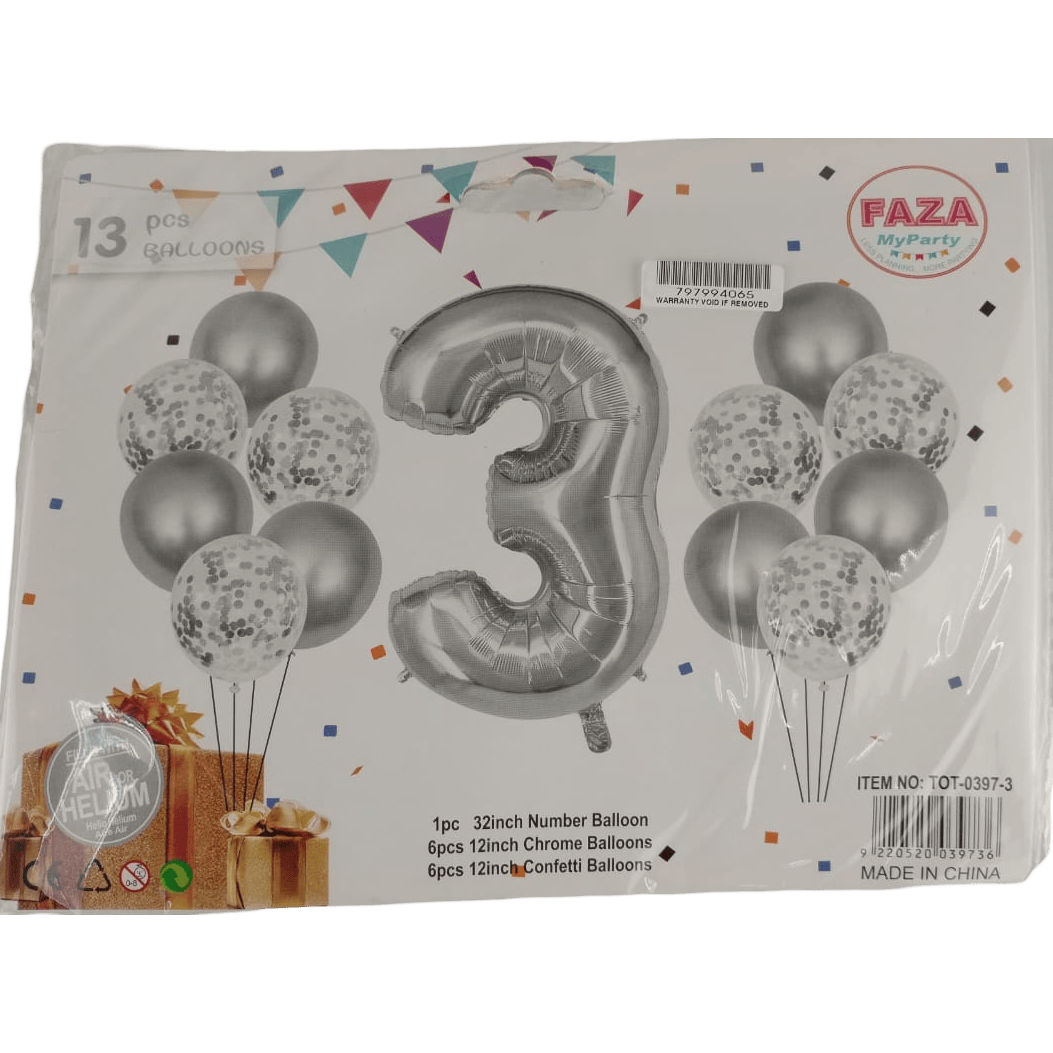 GUNMANSA Casey 13pc Silver and White Balloon Set Nr 3