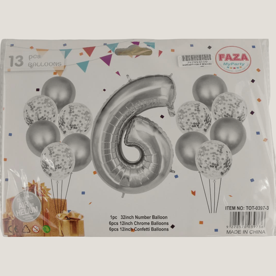 GUNMANSA Casey 13pc Silver and White Balloon Set Nr.6