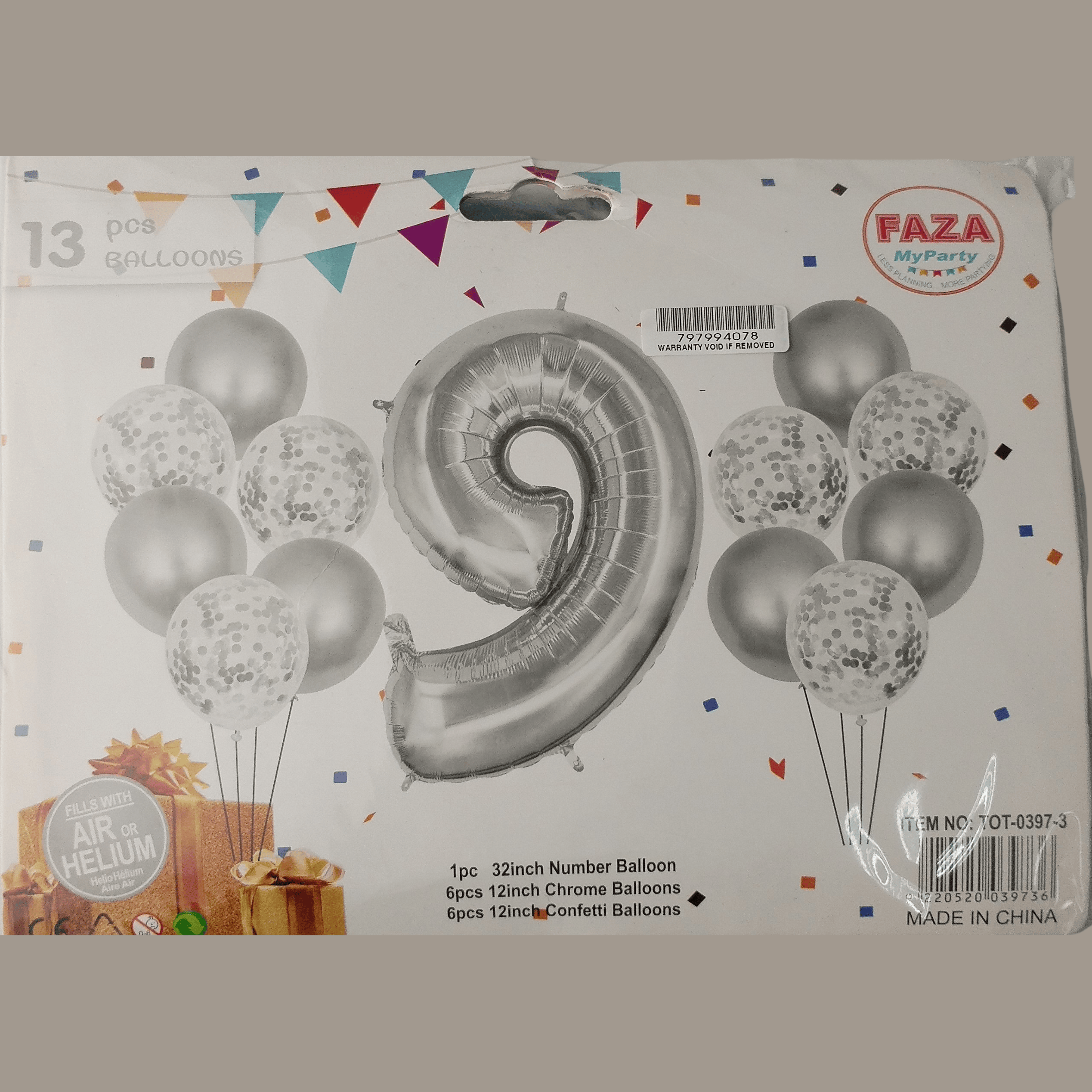 GUNMANSA Casey 13pc Silver and White Balloon Set Nr 9