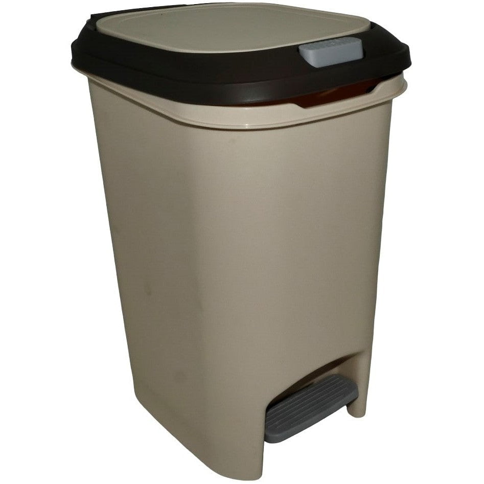 GUNMANSA Casey 20 Litre Step On Pedal Waste Bin Beige And Brown