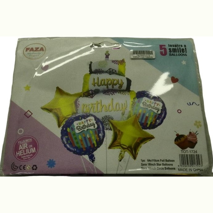 GUNMANSA Casey 5pc Blue and Gold Themed Birthday Balloon Set