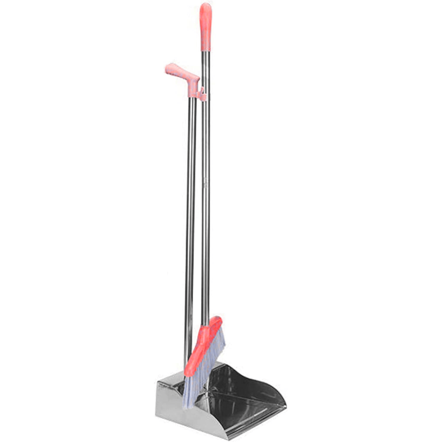 GUNMANSA Casey Long Standing Dustpan And Broom Set Red