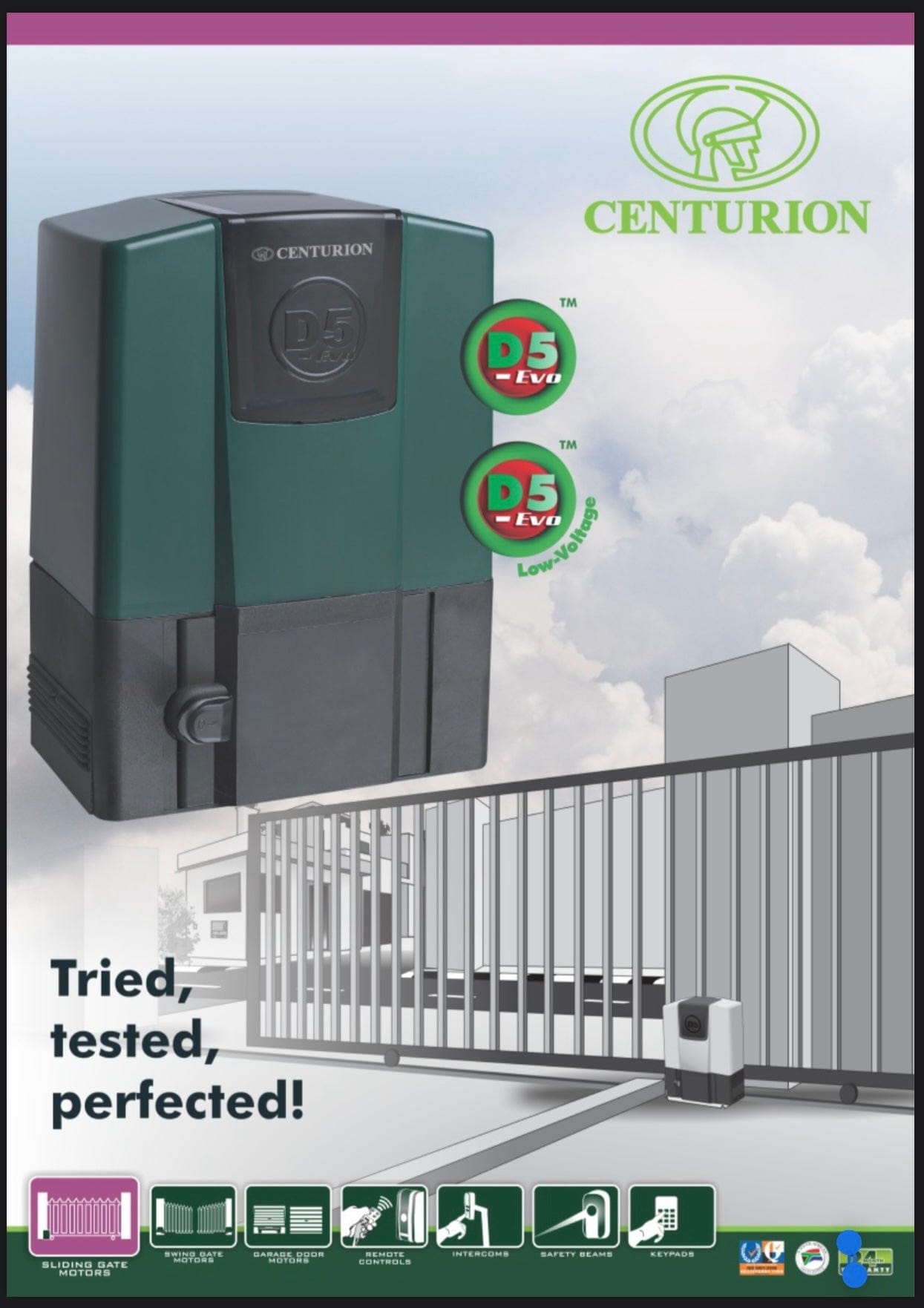 GUNMANSA Centurion Sliding Gate D5 EVO 12V Motor (500Kg)