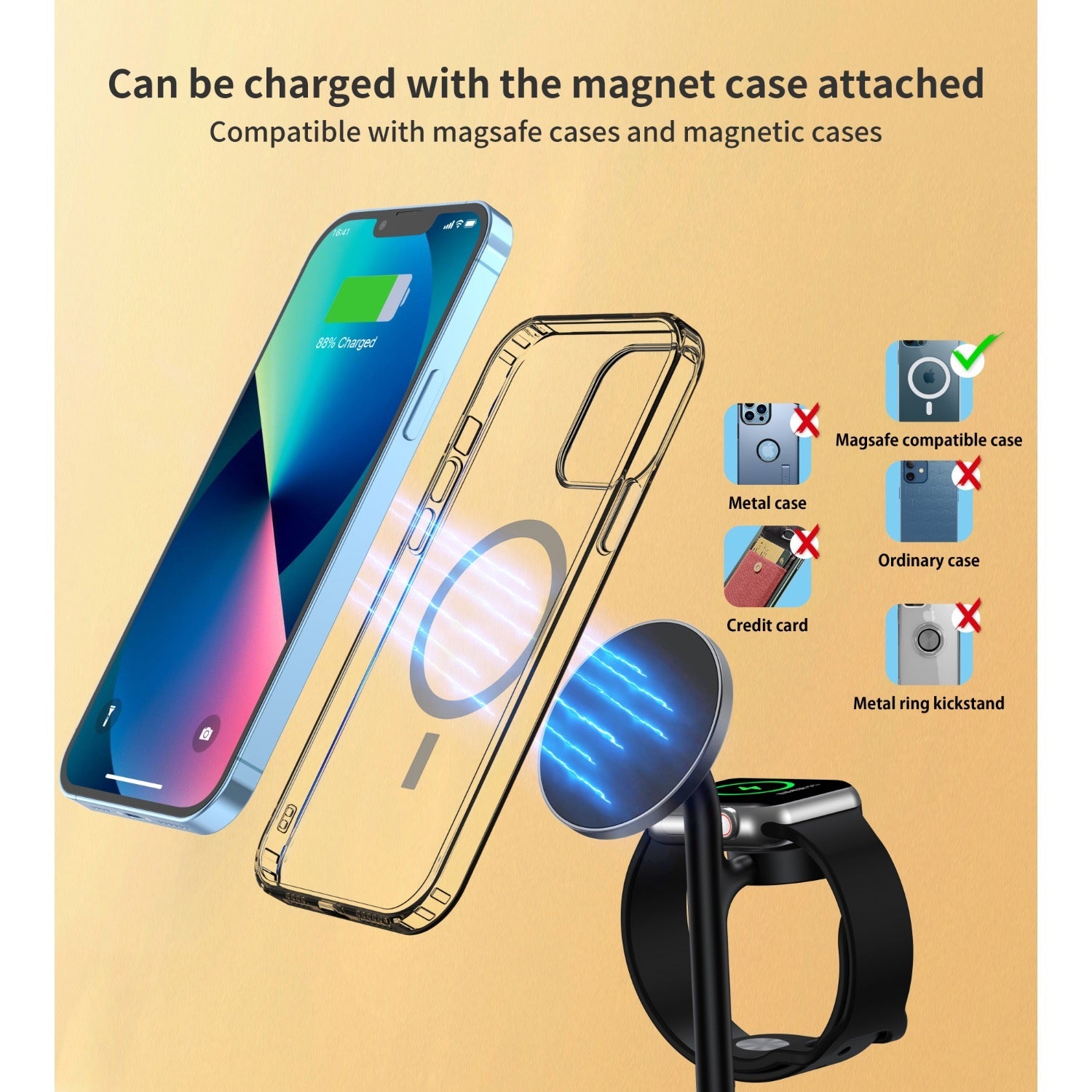 GUNMANSA Choetech Fast Wireless 3 In 1 Magnetic Charging Stand T585-F 15W - Black