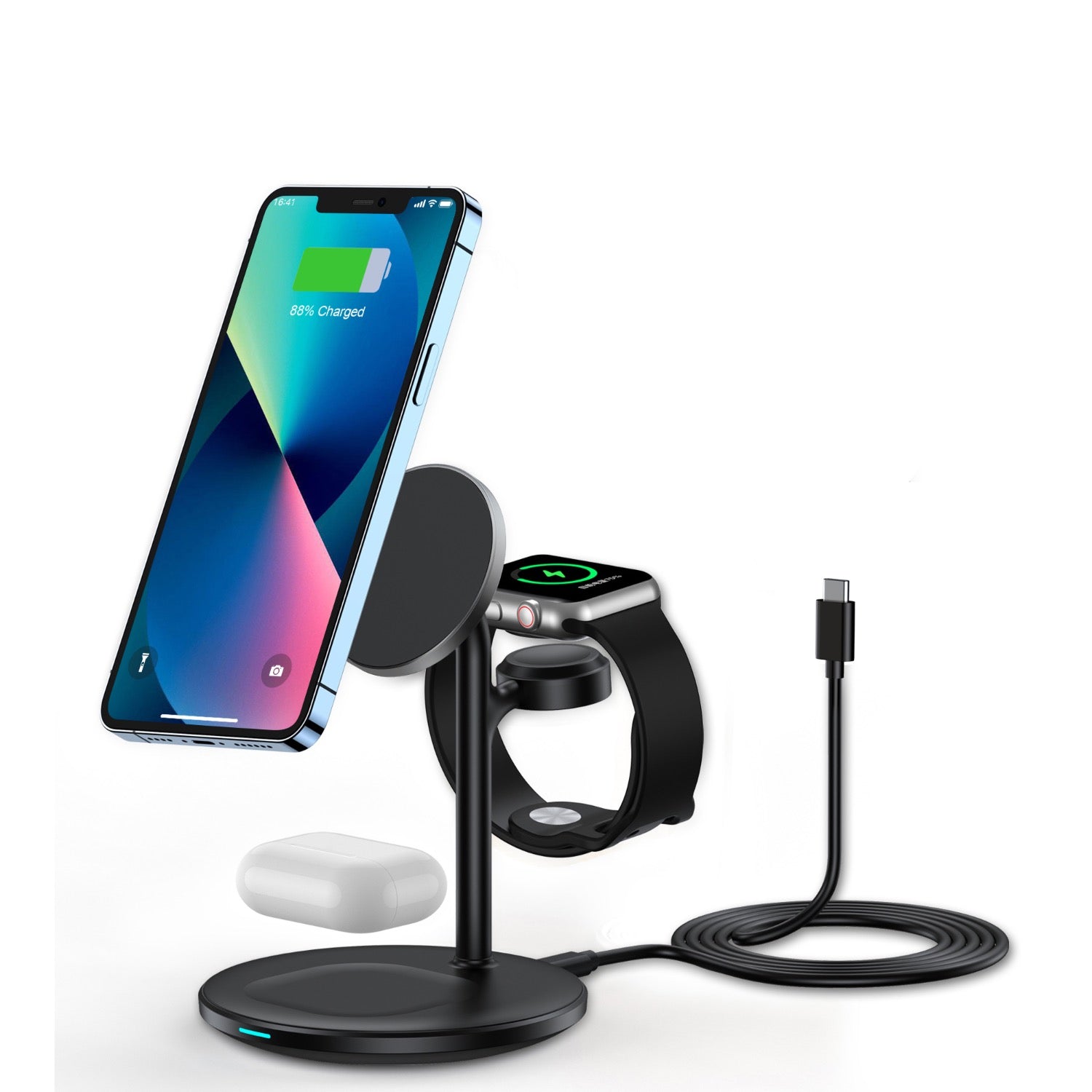 GUNMANSA Choetech Fast Wireless 3 In 1 Magnetic Charging Stand T585-F 15W - Black