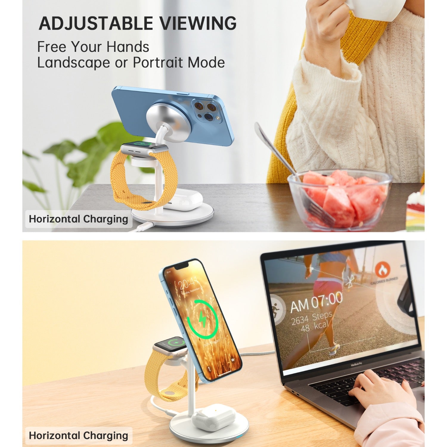 GUNMANSA Choetech Fast Wireless 3 In 1 Magnetic Charging Stand T585-F 15W - White