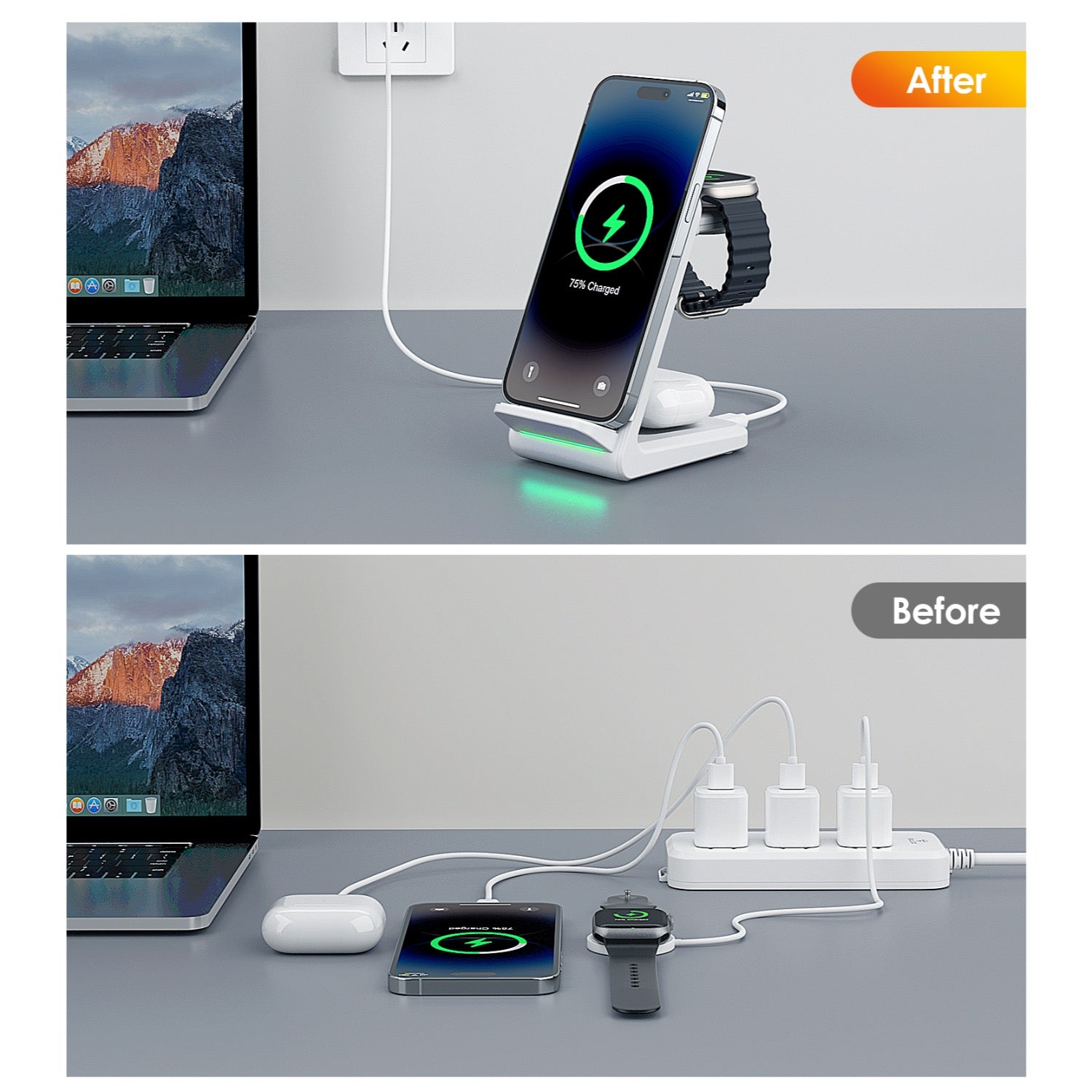 GUNMANSA Choetech Fast Wireless 4 In 1 Magnetic Charging Stand T608-F 15W - White