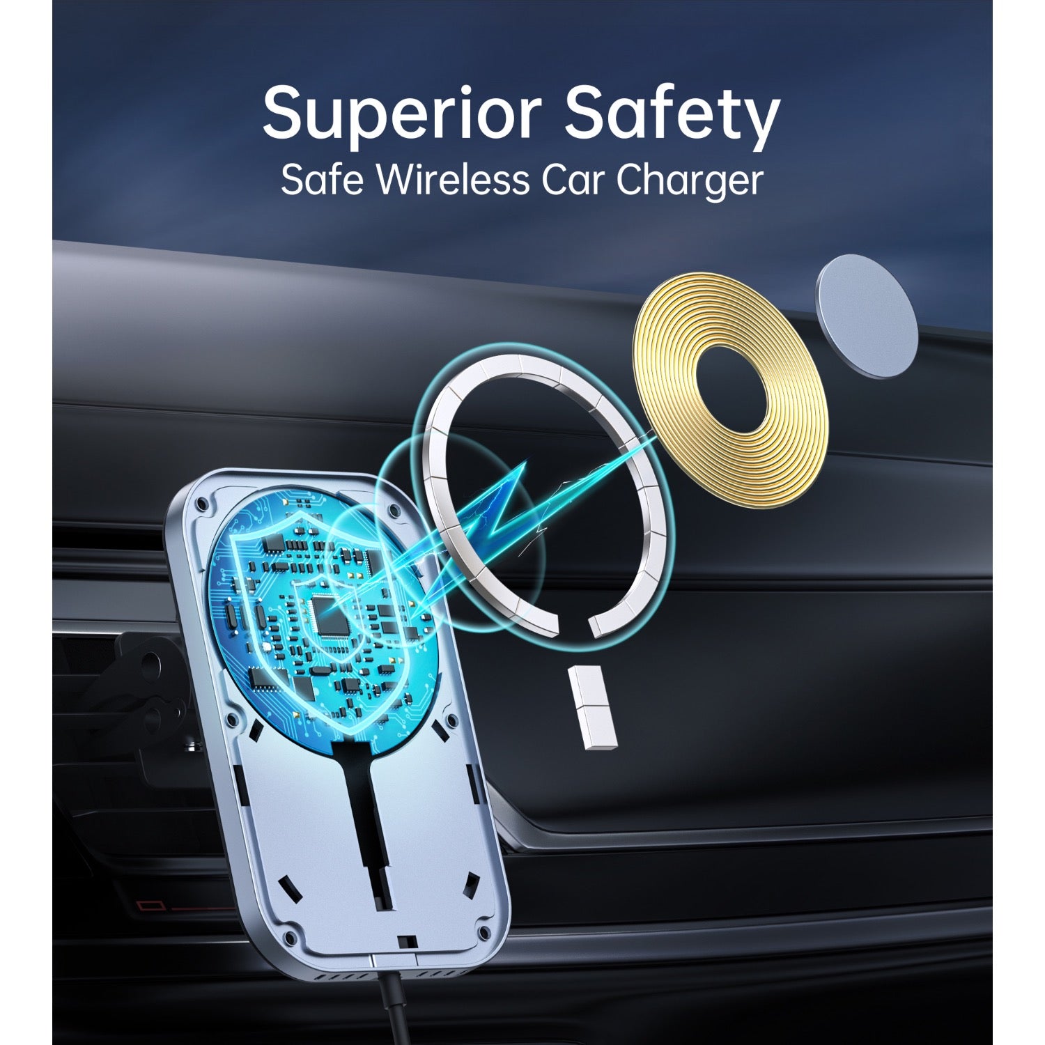 GUNMANSA Choetech Magnetic Wireless Car Charger T200-F 15W - Black