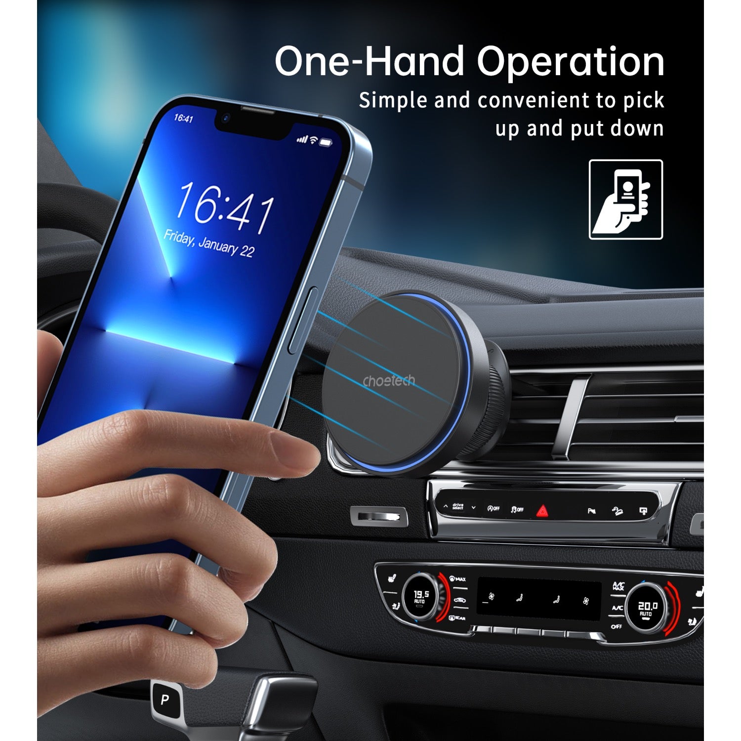 GUNMANSA Choetech Magnetic Wireless Car Charger T205-F 15W - Black