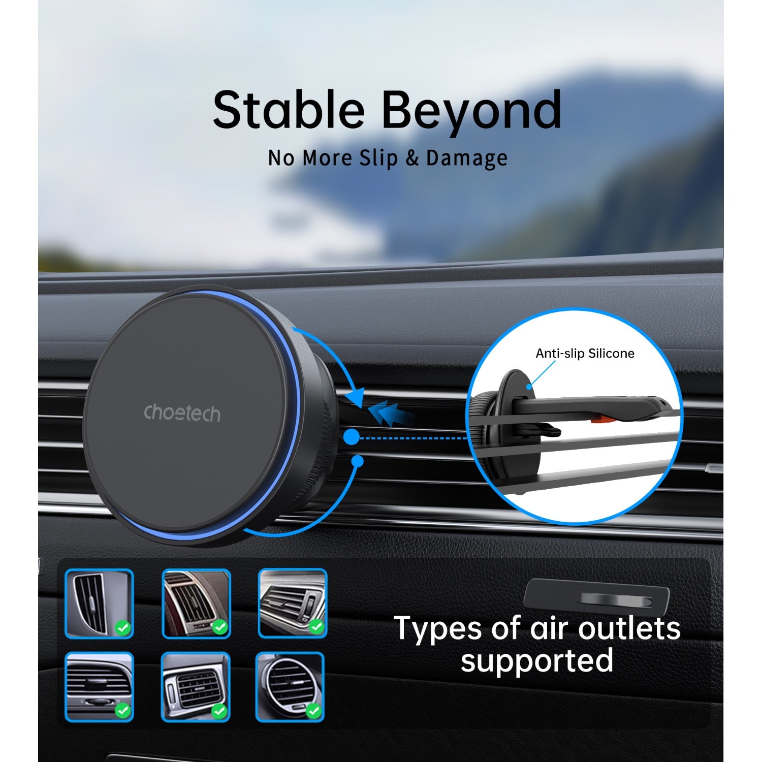 GUNMANSA Choetech Magnetic Wireless Car Charger T205-F 15W - Black