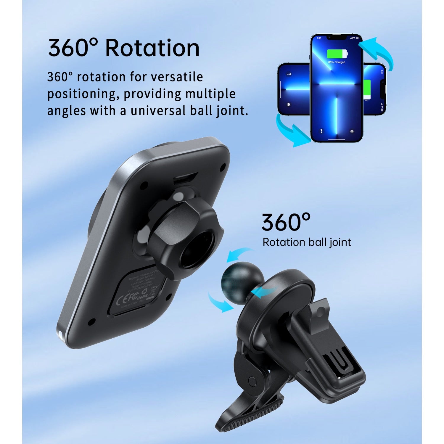 GUNMANSA Choetech Magnetic Wireless Car Charger T206-F 15W - Black