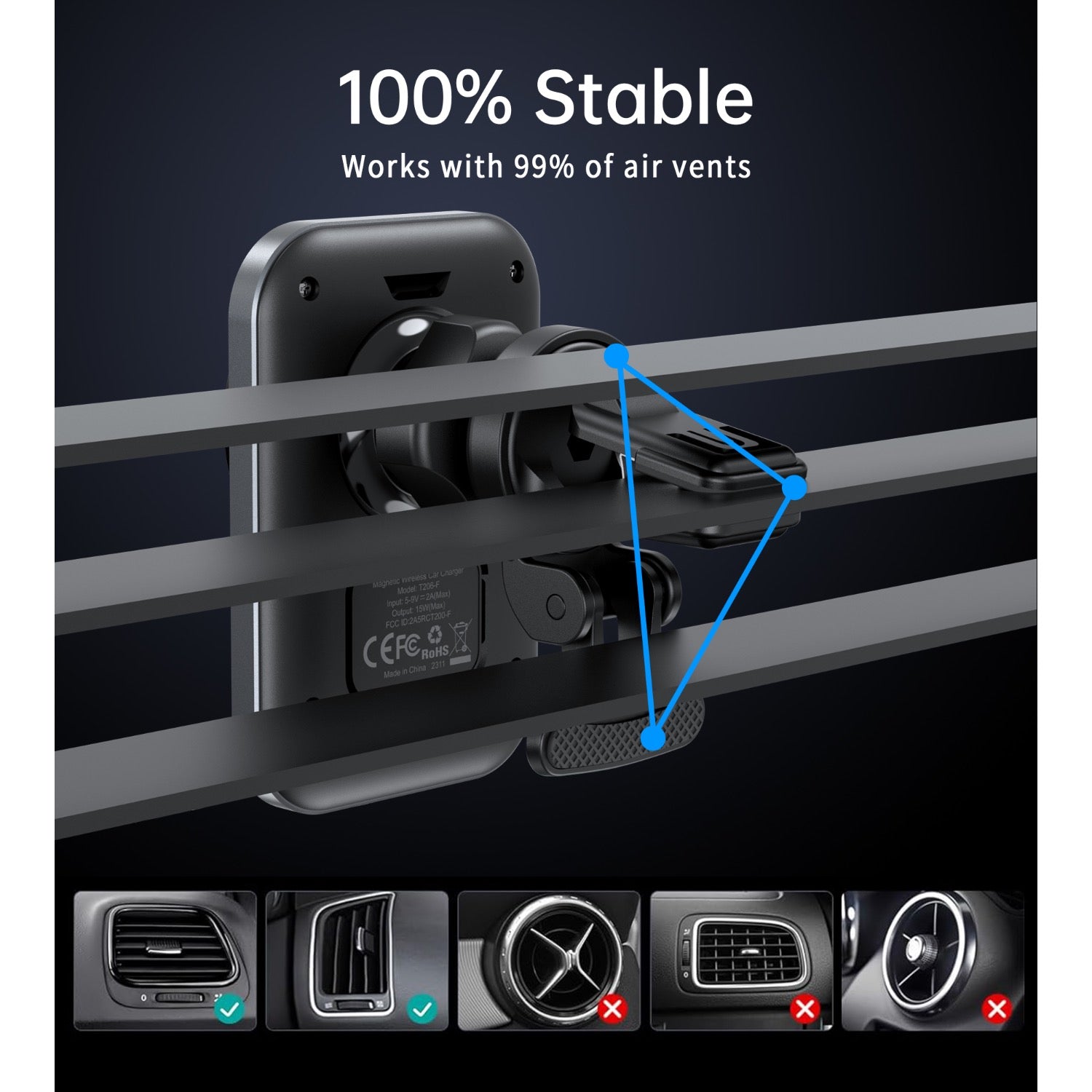 GUNMANSA Choetech Magnetic Wireless Car Charger T206-F 15W - Black