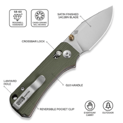 GUNMANSA Civivi Baby Banter 2 TG Thumb Stud & Crossbar Lock Knife G10 Handle-C24074-1