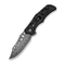 GUNMANSA Civivi Biophase Flipper & Button Lock Knife Black Handle Damascus C23083-DS1