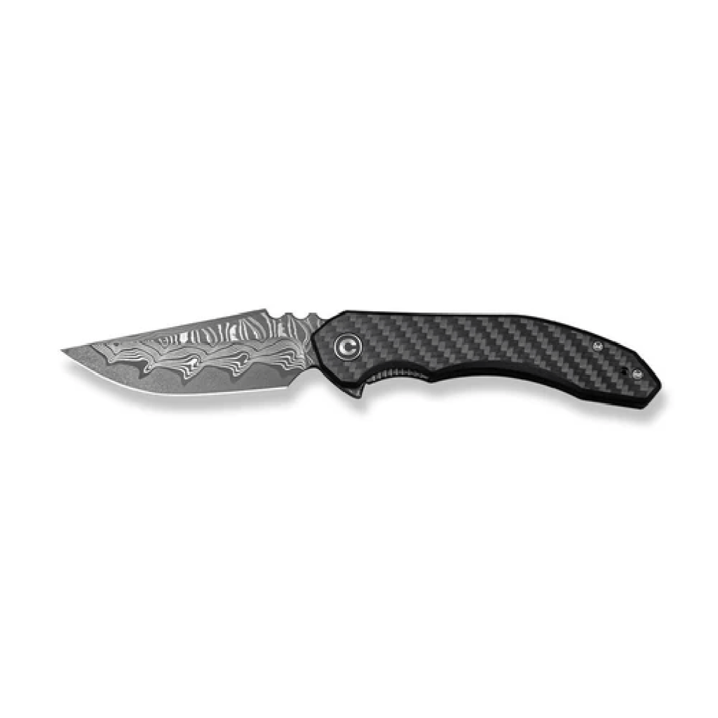 GUNMANSA Civivi Bluetick Flipper Knife Carbon Fiber Overlay On Black G10 Handle Knife C23050-DS2
