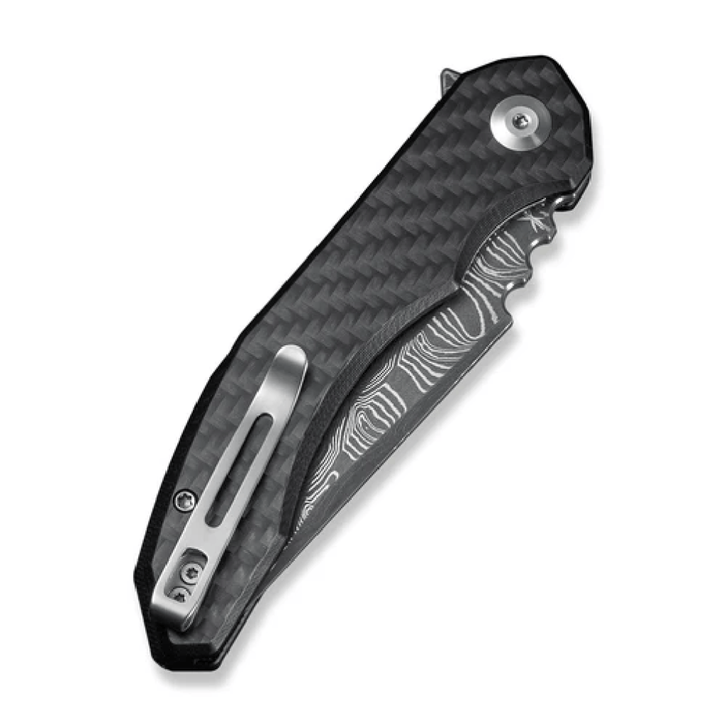 GUNMANSA Civivi Bluetick Flipper Knife Carbon Fiber Overlay On Black G10 Handle Knife C23050-DS2