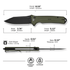 GUNMANSA Civivi Neurohaptic Flipper & Button Lock Knife OD Green G10 Handle C23080-3