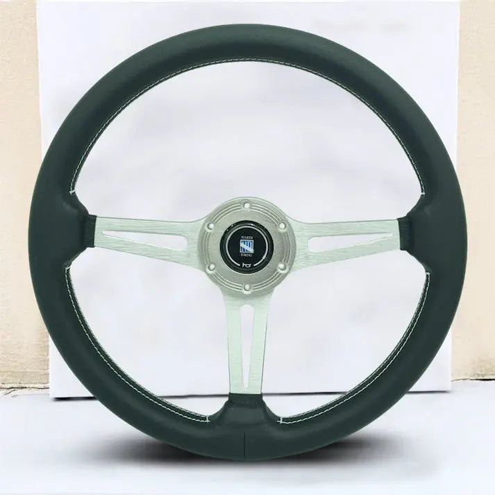 GUNMANSA Classic Racing Style Leather Steering Wheel (350mm)